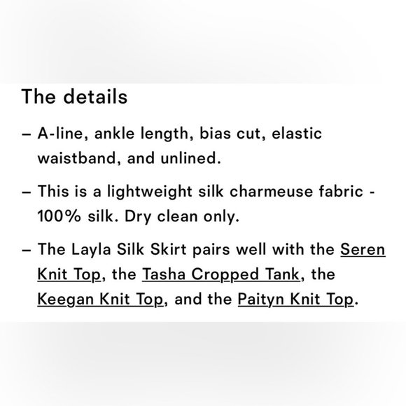 ❌SOLD❌ NWOT Reformation Layla Silk Skirt - Picture 7 of 12